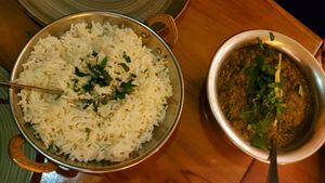 Palak Lasuni (rice is included) at Amrit - Kreuzberg in Berlin