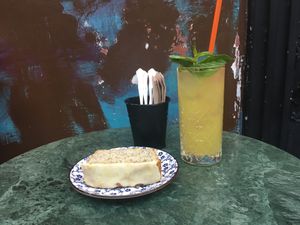 lemon cake and lemonade at Arezu Moda in Istanbul