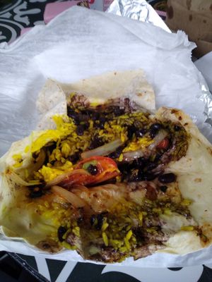 Inside Vegano burrito at Funchos in Riverhead