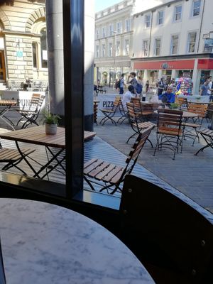 Outdoor seating  at Pizza Punks in Leeds