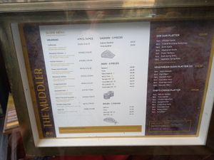 Menu in Window part 1. at The Muddler in Newcastle Upon Tyne
