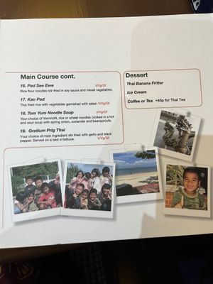 Lunch menu (the banana fritter is vegan)  at Rama Thai in Dundee