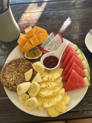 Vegan pancakes, ask for no honey   at Peak Cafe in Koh Lanta