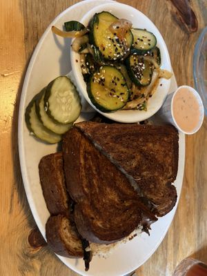 Portobello reuben with cucumber salad   at Sweet Melissa Cafe in Laramie