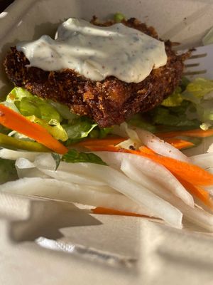 Crab(less) cakes  at Sweet Melissa Cafe in Laramie