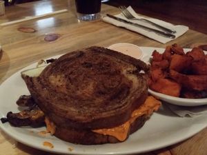 Vegan portobello Reuben with sweet potatoes at Sweet Melissa Cafe in Laramie