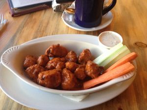 Cauliflower wings with vegan ranch! at Sweet Melissa Cafe in Laramie