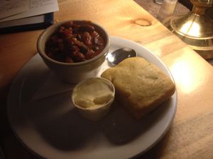 Chili and jalapeño cornbread (vegan) at Sweet Melissa Cafe in Laramie