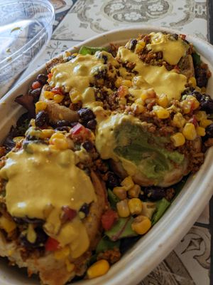 "Taco" waffle dish at Bare Blends in Denver