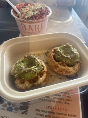 Original avocado waffle   at Bare Blends in Denver