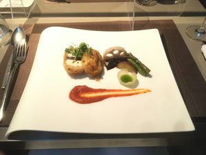 Tofu and potato wrap with mushrooms, arrabiata sauce, olive oil basil flavor at Ciliegio in Tokyo