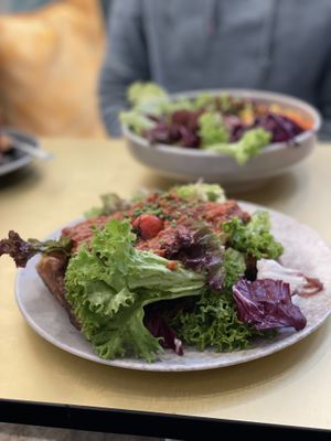 Sweet potato waffle with onion chutney and salad - Kais, Bremerhaven  at Kais in Bremerhaven