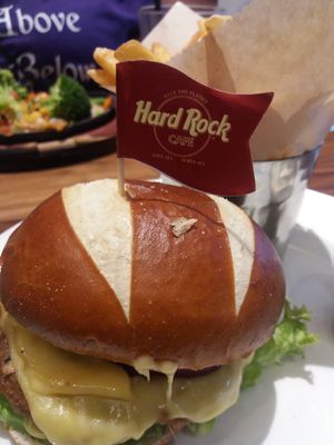Vegan burger bun. at Hard Rock Cafe in Newcastle Upon Tyne