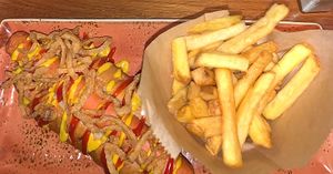 Moving mountains hotdog & fries🌭  at Hard Rock Cafe in Newcastle Upon Tyne
