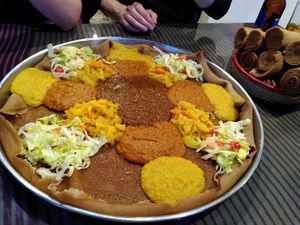Yetsom Beyaynetu (plate for 4) at Habesha in Manchester