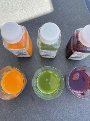 Raw juices   at Chau Veggie Express in Vancouver