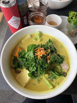 Golden Temple soup. Edible art.   at Chau Veggie Express in Vancouver