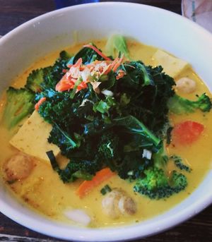 Golden temple soup at Chau Veggie Express in Vancouver