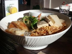 noodle dish at Chau Veggie Express in Vancouver