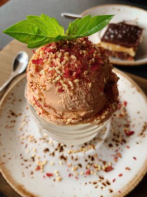 Thai milk tea ice cream at Chau Veggie Express in Vancouver