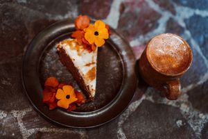 Carrot cake and cacao at The Emporium in San Marcos La Laguna