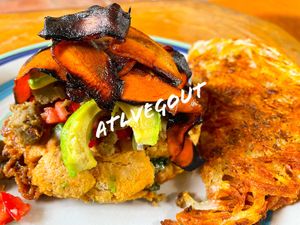 Savory waffles   at The Emporium in San Marcos La Laguna