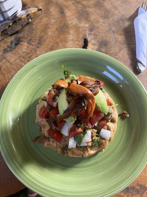 Savoury waffle   at The Emporium in San Marcos La Laguna