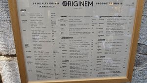 Menu at Originem in Girona