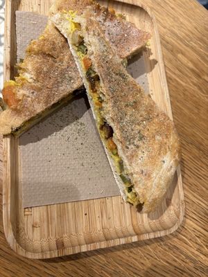 Hummus and roasted veg sandwich  at Originem in Girona