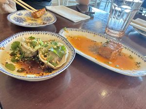 Impossible dumplings and best tofu ever   at Good Fortune Co in Memphis