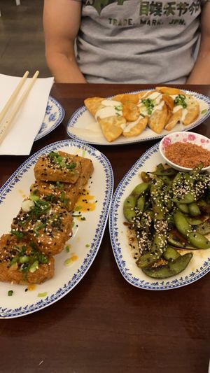 Tofu bites, edamame and potato dumplings   at Good Fortune Co in Memphis