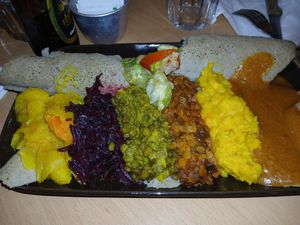 6 vegan dishes with breads at Gursha in Dublin