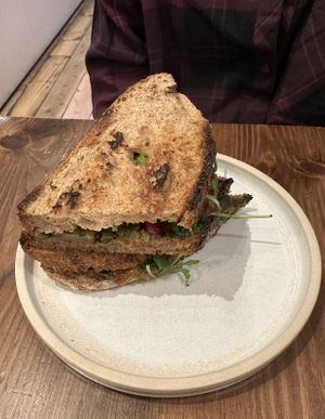 Aubergine sandwich   at Gecko Coffeehouse in East London