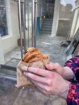 almond croissant  at Gecko Coffeehouse in East London