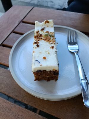 Carrot cake at Gecko Coffeehouse in East London