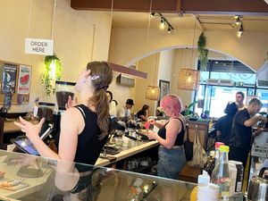 Open kitchen  at Gecko Coffeehouse in East London