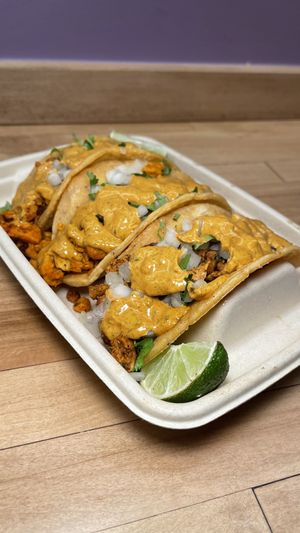 Taco Trio 🔥 I added Chipotle Ranch instead of Salsa #Veganuary at Spotless Burgers in San Gabriel