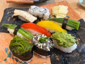 vegan sushi (December, 2023) at Sushi Takeda- 鮨処たけ田 in Ninohe