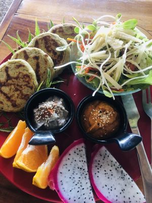 Falafel with roasted pepper sauce and hommus   at Home No.8 in Krabi