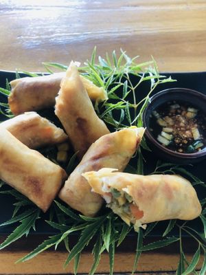 Fried vegetable spring rolls   at Home No.8 in Krabi