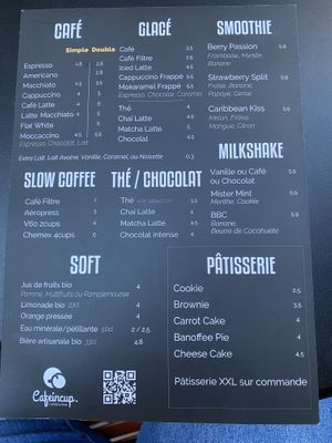 Menu  at Cafeincup in Bordeaux