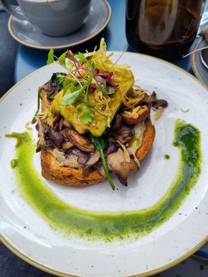 Miso mushrooms on gluten free sourdough at Fika in Stamford
