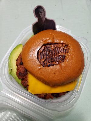 Loved their vegan burger. They have vegan cheese and a vegan mayo type of sauce that comes one the burger as well. Delicious! And they even give you a cool horror movie themed stic at The Witching Hour - Food Truck in Bentonville