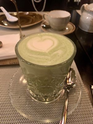 matcha latte with almond milk  at Gan Bei in Riga
