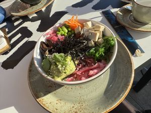 Veggie poke bowl  at Gan Bei in Riga