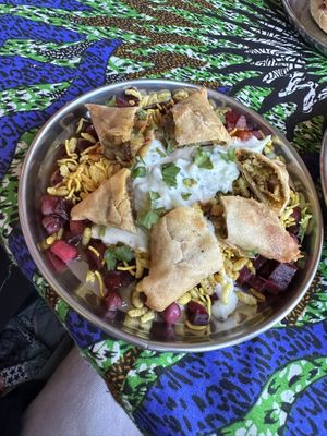 Samosa chaat  at En Root - Peckham in South East London
