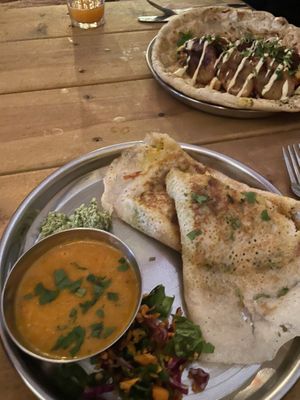 Masala dosa and rani kebab  at En Root - Peckham in South East London