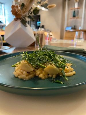 Ложное ризотто из сельдерея и артишоков. Третье блюдо в составе бизнес-ланча по средам.

Блюдо оче at Tomorrow in Moscow