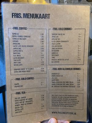 Menu drinken at Fris in Dronten