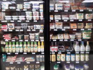 Vegan dressings, butters, cheeses, etc. at Earth Origins Market in Port Charlotte